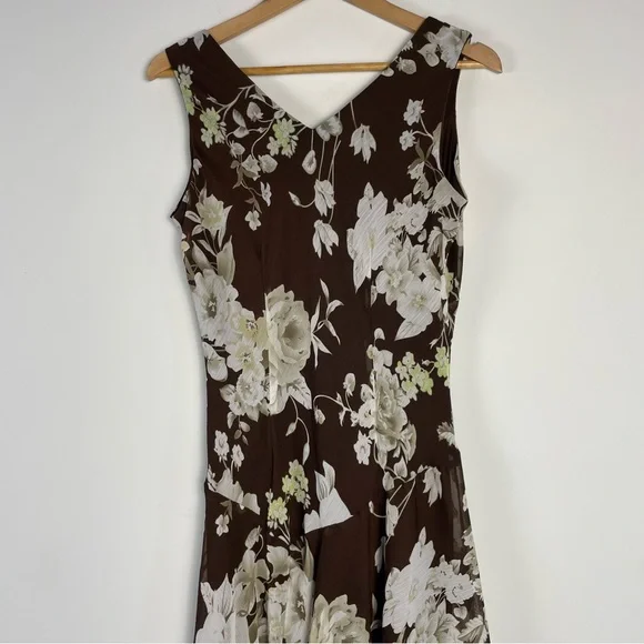 Y2K Babydoll Fairy Midi Dress Size 8 Floral Asymmetrical Dressbarn Forest Fairy - Picture 5 of 9